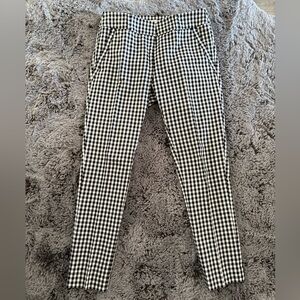 LOFT Modern Skinny Ankle Black and White Pants with Classic Checkered Pattern